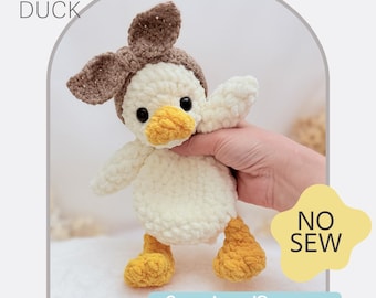 No Sew English PDF Crochet Pattern Bulky and Quick Plush Little Duck Mini Snuggle Buddy Amigurumi Easter Duckling Lovey English Snuggler