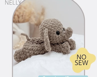 No Sew English PDF Crochet Pattern Bulky and Quick Plush Little Nelly Mini Snuggle Buddy Elephant Rabbit English Only American Term Snuggler