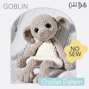 No Sew English PDF Crochet Pattern Bulky and Quick Plush Goblin Snuggle Buddy Amigurumi Magical Wizard Magic Baby Lovey English Only