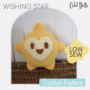 Low Sew English PDF Crochet Pattern Plush Wishing Star Squishy Instant Download Amigurumi Doll  English  American Terms Wish Princess Asha