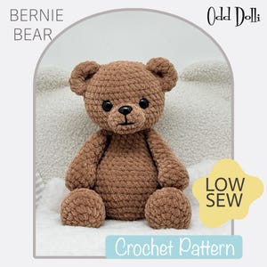 Bernie Bear Crochet Pattern: Low Sew Teddy Amigurumi (English PDF)