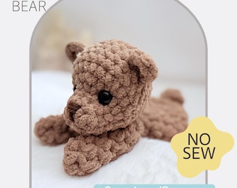 No Sew English PDF Crochet Pattern Bulky and Quick Plush Little Bear Cub Mini Snuggle Buddy Baby Comforter Lovey English Only Snuggler