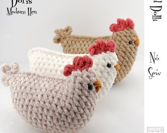 No Sew English PDF Crochet Pattern Plush Doris Medium Hen Squishy Instant Download Amigurumi Farm Animal English Only American Terms Chicken