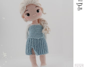 English PDF Crochet Pattern Queen Elsa Instant Download  Princess Doll  English Only American Terms Amigurumi Anna Winter