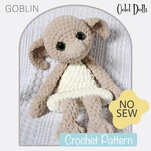 No Sew English PDF Crochet Pattern Bulky and Quick Plush Goblin Snuggle Buddy Amigurumi Magical Wizard Magic Baby Lovey English Only