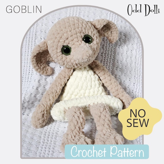 No Sew Goblin Crochet Pattern: Bulky Plush Amigurumi Snuggle Buddy (English PDF)