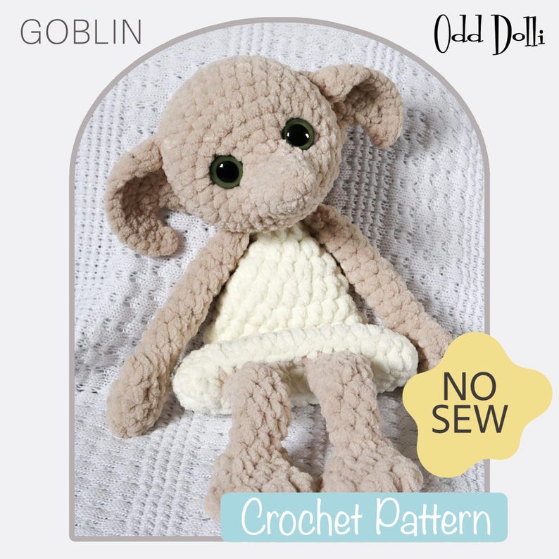 No Sew Goblin Crochet Pattern: Bulky Plush Amigurumi Snuggle Buddy (English PDF) imagem 1