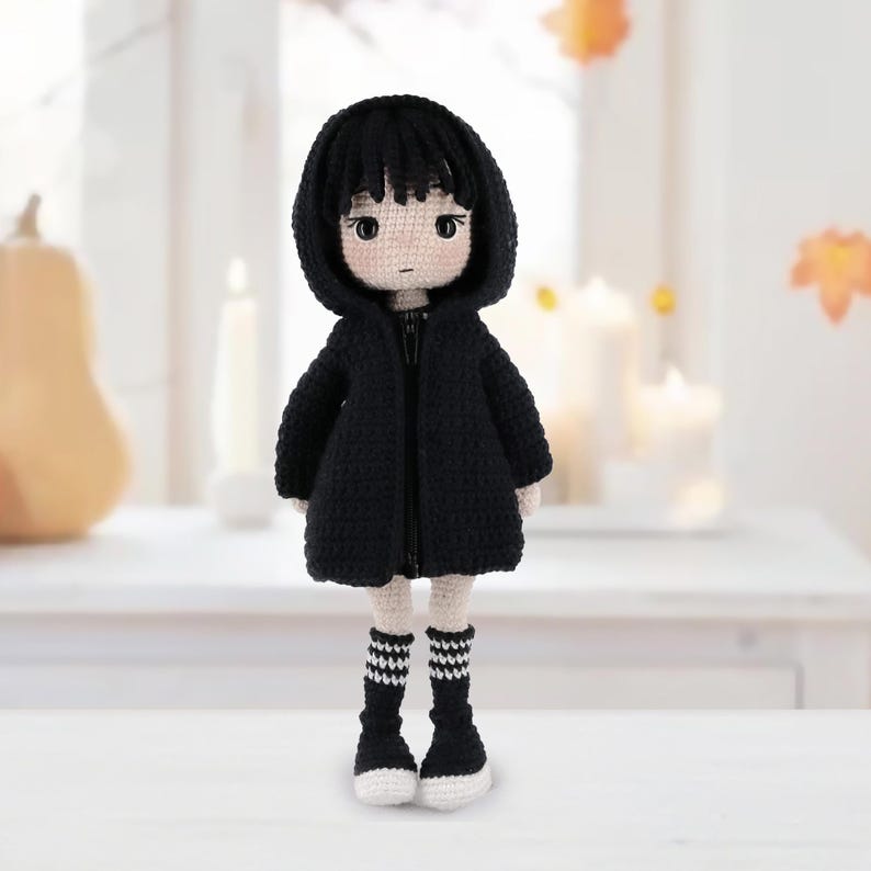 Halloween Doll Crochet Pattern: Spooky Gothic Amigurumi Hoodie (PDF Download) image 2
