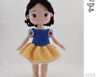 English PDF Crochet Pattern Princess Snow White Instant Download English Only American Terms Amigurumi Fairy Tale ball dress Girl Doll