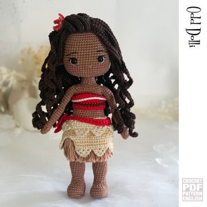 English PDF Crochet Pattern Moana Instant Download  Princess Doll  English Only American Terms Amigurumi Fairy Tale Polynesian American