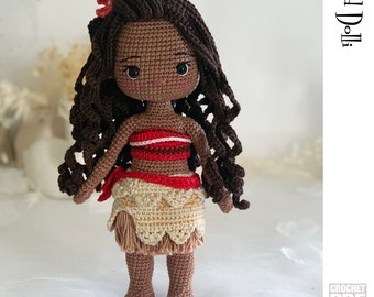 English PDF Crochet Pattern Moana Instant Download  Princess Doll  English Only American Terms Amigurumi Fairy Tale Polynesian American