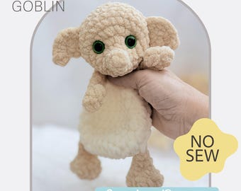 No Sew English PDF Crochet Pattern Bulky and Quick Plush Mini Goblin Snuggle Buddy Amigurumi Magical Wizard Magic Baby Lovey English Only