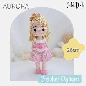 English PDF Crochet Pattern Princess Aurora Instant Download English Only American Terms Amigurumi Fairy Tale Sleeping Beauty Belle