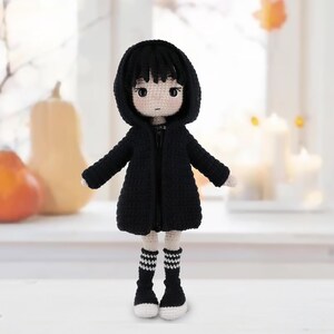 Halloween Doll Crochet Pattern: Spooky Gothic Amigurumi Hoodie (PDF Download) image 4