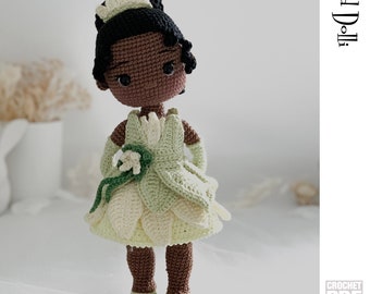 English PDF Crochet Pattern Princess Tiana Instant Download  Princess Doll  English Only American Terms Amigurumi Frog Princess Fairy Tale