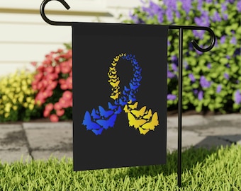 Down Syndrom Schmetterlinge Ribbon Gartenbanner