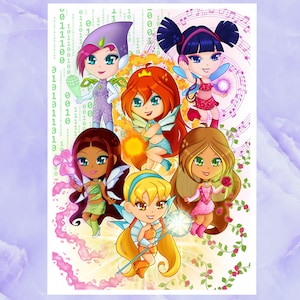 Winx Club Holographic Print, Bloom, Stella, Flora, Musa, Aisha, Tecna