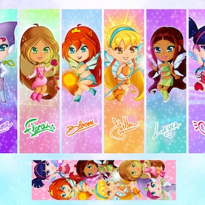 Winx Club Bookmark, Bloom, Stella, Flora, Musa, Aisha, Tecna