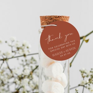 2x2 Inch Round Thank You Favor Tag Template for Terracotta Wedding | Gift Bag Favor Tag | Burnt Orange Favor Tag | Desert Wedding #AU1
