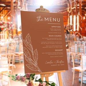 Large Desert Wedding Dinner Menu Editable Sign, Printable Wedding Menu Poster Template, Buffet Menu Sign, Modern Minimalist Menu Sign #BD