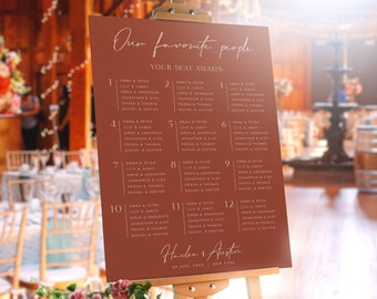 Terracotta Wedding Seating Chart Template | Burnt Orange Minimal (Digital Download)