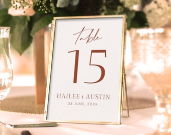 Bohemian Minimalism Wedding Table Number Sign Template, Editable Small Table Number Signs, Boho Wedding Table Decor Templett Download #B1