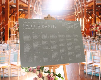 Alphabetical Sage Seating Chart Sign Template | Landscape Sage Green Wedding Seating Plan Sign | Alphabetic Seating Plan |  #SG1
