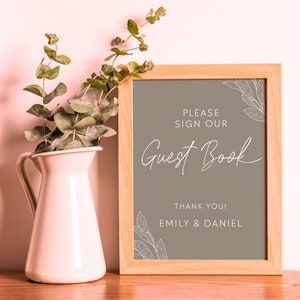 Sage Green Wedding Guest Book Sign Editable Printable Template, Please Sign Our Guestbook, Sage Green Guestbook Small Signage Templett #SG1