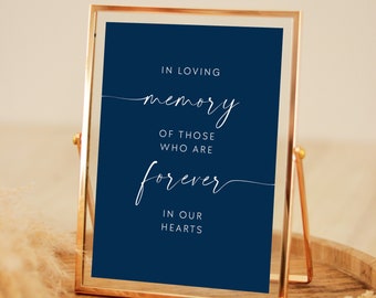 Rustic Navy Blue Wedding Memorial Sign Template, In Loving Memory Table Candle Sign, Remembrance Wedding Sign, Boho Blue Wedding Sign #NAVY