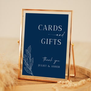 Rustic Navy Blue Wedding Cards and Gifts Sign Editable Template, Boho Blue Cards & Gifts Table Sign, Printable Cards and Gifts Sign #NAVY