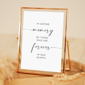 In Loving Memory Memorial 5x7 Sign 8x10 Template Modern Minimalist Wedding, Editable Printable Simple Remembrance Sign Rest In Peace #MI