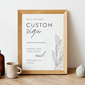 Minimalist Custom Small Wedding Signs Editable Template Simple Clean, Modern Printable Custom Sign, Do It Yourself Wedding Sign 5x7 #MM