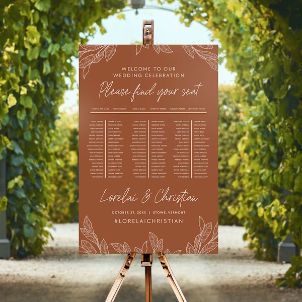 Rustic Fairytale Banquet Table Seating Chart Plan Sign, Boho Desert Banquet Seating Plan Template, 3 Long Tables Seating Outdoor Banquet #RF