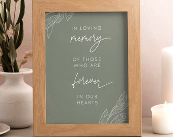 Sage Green In Loving Memory Wedding Table Sign Template, Editable Printable Simple Memorial Sign, Rest In Peace Remembrance Sign DIY #SG1