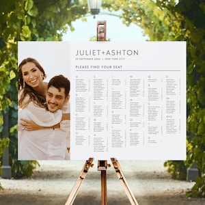 Large Wedding Seating Plan with Photo Template, Alphabetical Wedding Seating Chart, Modern Minimalist Wedding, Table Seating Chart Board #MM
