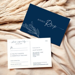 Rustikale Marine Blau RSVP Postkarte bearbeitbare Vorlage, Boho Blau Hochzeit Rsvp Karte, druckbare Rsvp Postkarte Templett, Instant Download #NAVY