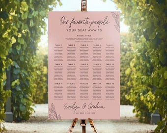 Rose Gold Wedding Table Seating Chart Sign Template, Modern Minimalist Seating Chart Sign, Rustic Seating Templett Instant Download #RG