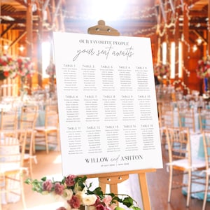 15 Table Modern Minimalist Wedding Seating Plan Sign Template | Minimal Seating Chart Poster | Seating Arrangement Sign | Welcome Sign #BW1