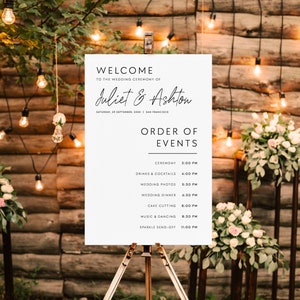 Order of Wedding Day Events Sign Template | Minimalist Wedding Timeline Sign | Printable Editable Welcome Sign | DIY Wedding Reception #MM