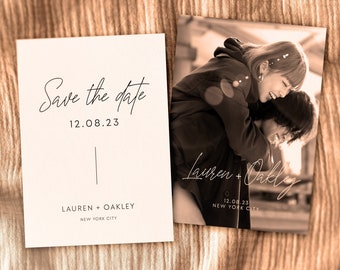 Minimal Save The Date Card Template | Fully Editable Printable | Black and White Save The Date | Modern Save The Date #LA1