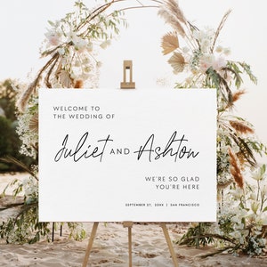 Minimal Wedding Landscape Welcome Sign Template, Modern Wedding Welcome Poster, Printable, Instant Download, DIY Welcome, Templett #MM
