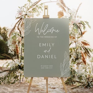 Sage Wedding Welcome Sign Template | Minimalist Wedding Welcome Poster | Modern Wedding Sign | Minimal Wedding Welcome Sign #SG1