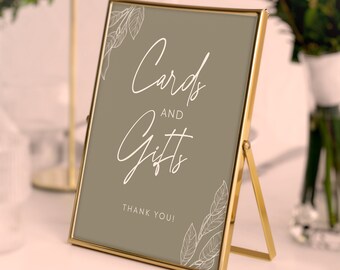 Sage Green Wedding Cards And Gifts Sign Editable Template | Minimalist Gifts Sign | Reception Cards And Gifts Sign | Gift Table Sign #SG1