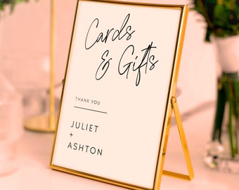 Minimalist Cards and Gifts Sign Editable Template, Modern Wedding Card and Gift Sign, Printable Reception Sign, Engagement Gifts Sign #MM