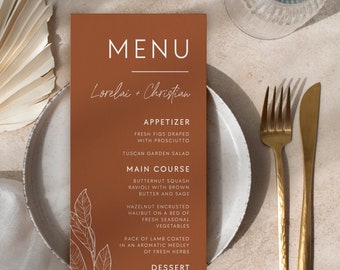 Modern Minimalist Desert Wedding Menu Template, Boho Script Wedding Menu, Editable Dinner Menu, Printable Reception Dinner Menu Templett #BD