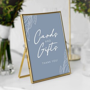 Dusty Blue Wedding Cards And Gifts Sign Editable Template, Modern Minimalist Cards And Gifts Sign, Baby Or Bridal Shower Cards And Gift #DBL