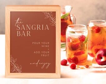 Wedding Sangria Bar Sign Template | Bridal Shower Drinks Sign Printable | Sangria Bar Sign Baby Shower | Wedding Drink Station Sign #H1