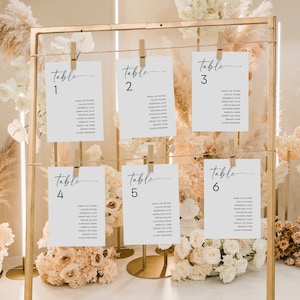Modern Hanging Seating Chart Cards Minimalist Wedding Template, Individual Seating Chart Signs, Boho Elegant Minimalist Instant Download #MI