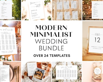Minimalist Wedding Signs Bundle Suite Editable Templates, Modern Wedding Sign Bundle, Elegant Invite Suite Templett Printable #MI