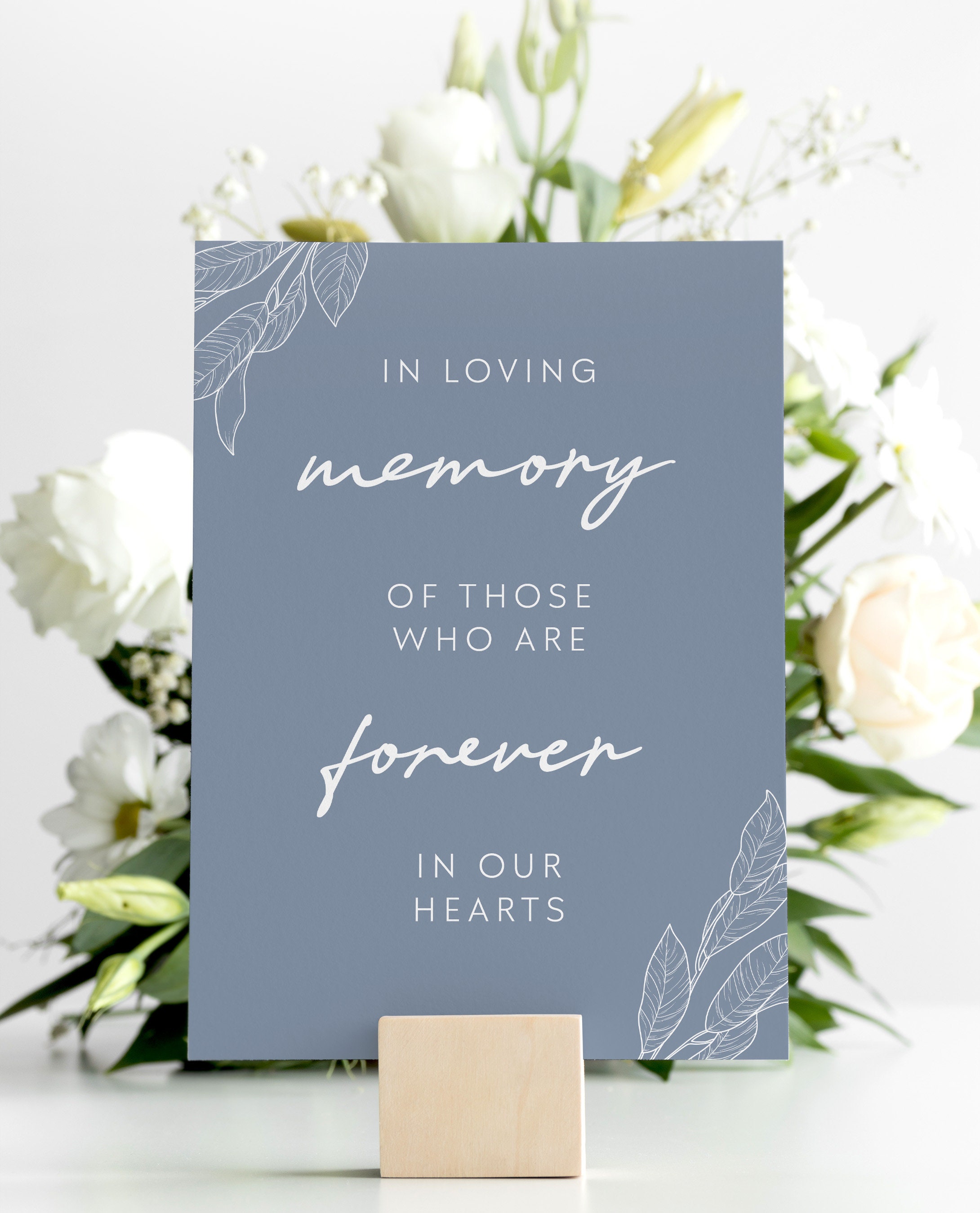 Dusty Blue Wedding in Loving Memory Table Sign Template, Editable ...